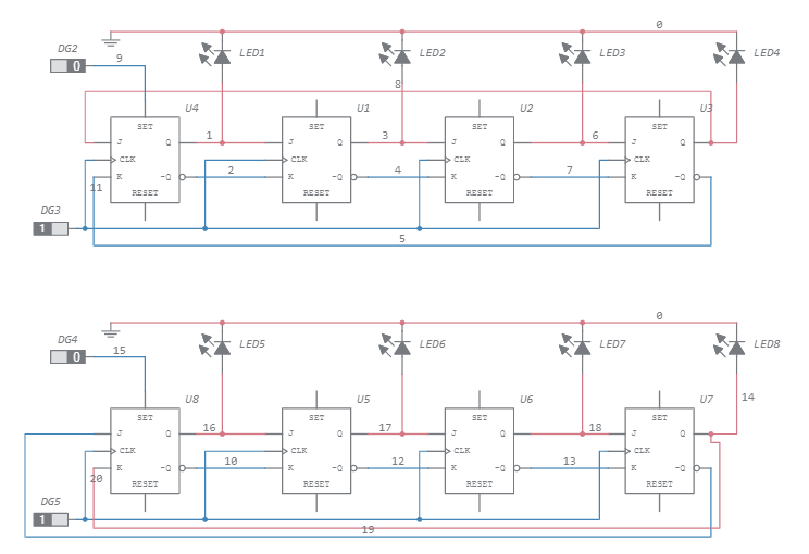 4 Bit Ring Counter And Jonson Counter Multisim Live 0251