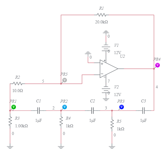 RC phase shift oscillator using op-amp - Multisim Live