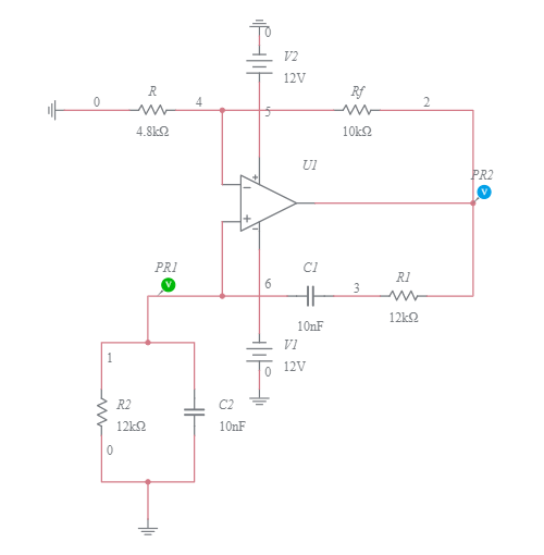 Wien Bridge Oscillator using 5T_VIRTUAL opamp - Multisim Live