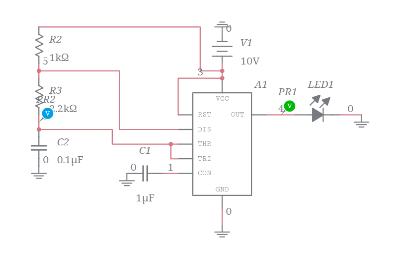 Astable multivibrator using 555 IC - Multisim Live