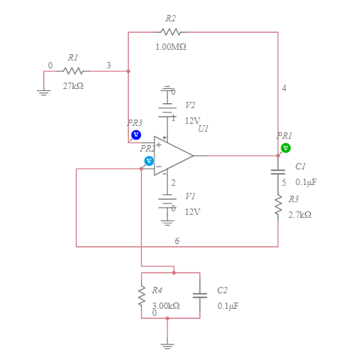 wien bridge oscillator using op-amp - Multisim Live