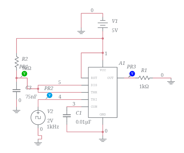 monostable multivibrator 555 timer - Multisim Live