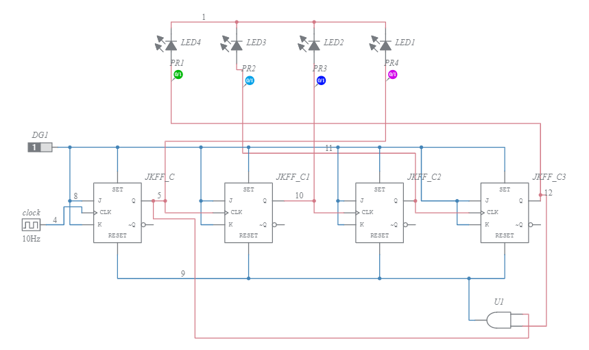 mod 9 ripple counter - Multisim Live