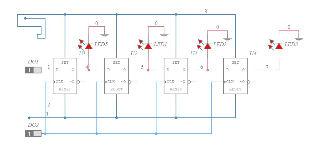 SIPO CIRCUIT - Multisim Live