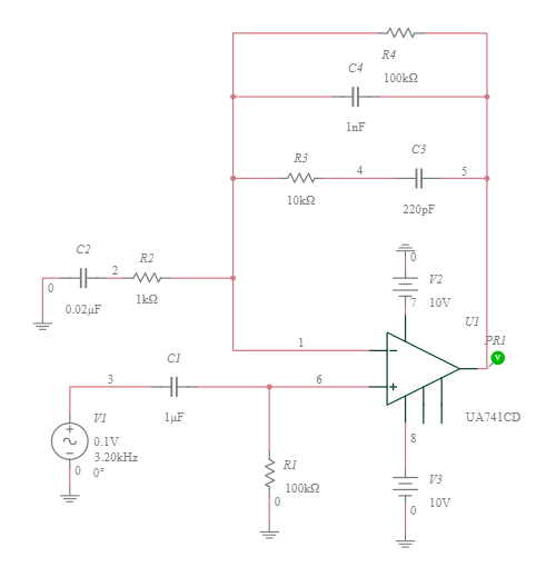 active bandpass filter - Multisim Live