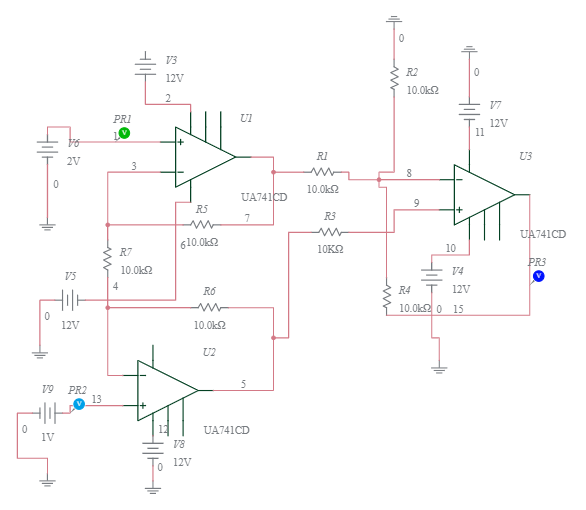 circuito amplificador de instrumentación - Multisim Live