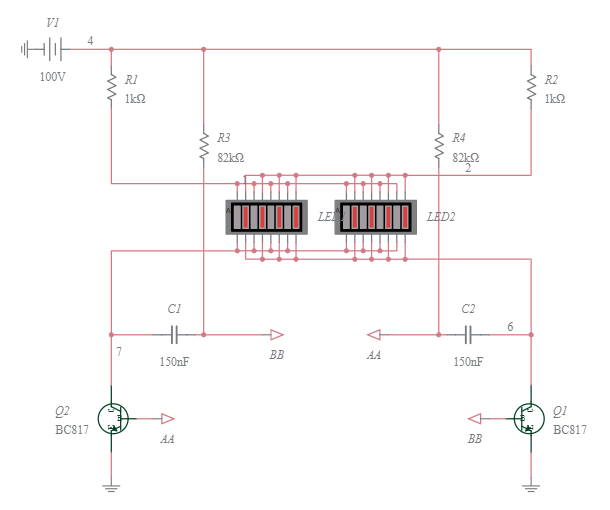 Astable Multivibrator Circuit - Multisim Live