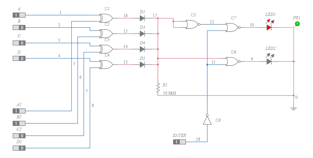 LOCK COMBINATION CIRCUIT - Multisim Live