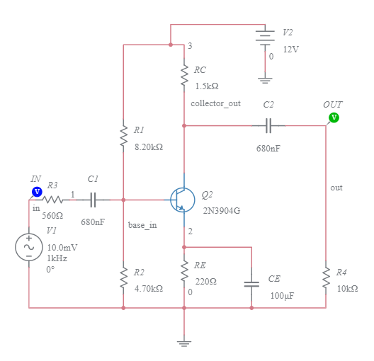 Common Emitter BJT Amplifier - Multisim Live