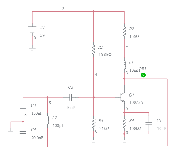 Projekt 2.4 - Oscylator Colpittsa - Multisim Live