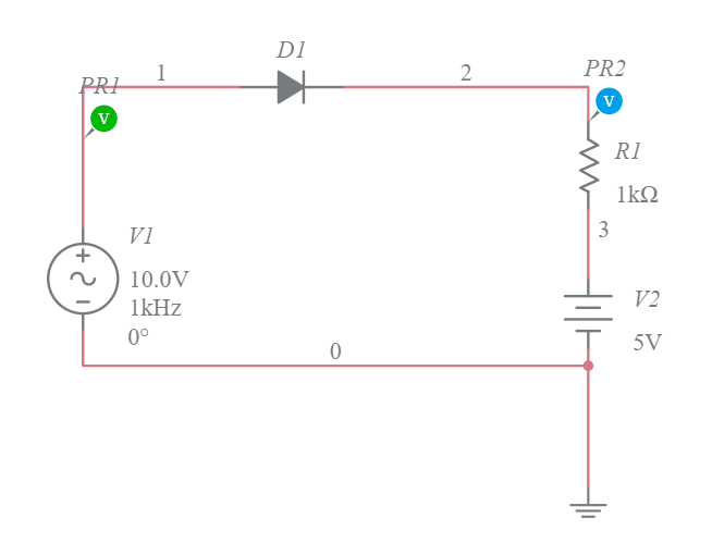 Series Clipper Positive Clipping Below Reference Level - Multisim Live