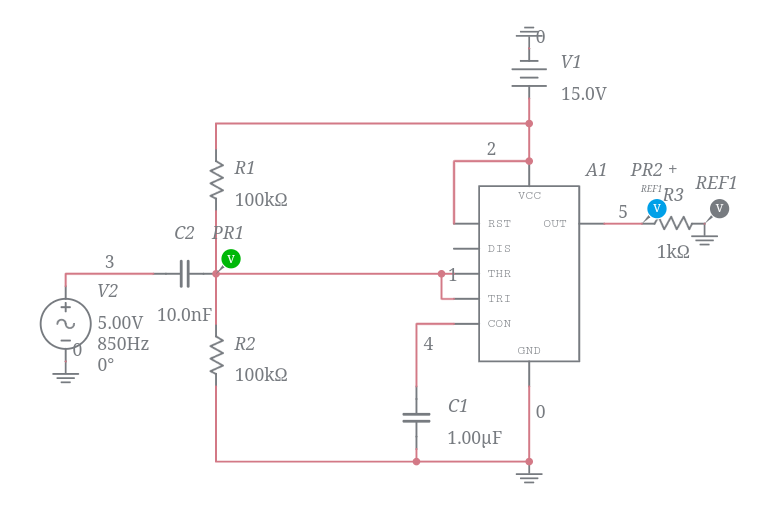 Schmitt Trigger Using 555 Timer