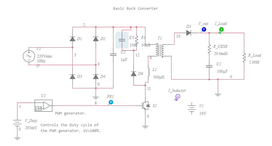 Copy of LED Light Drive using Flyback Convertor - Multisim Live