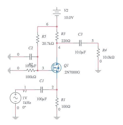 Figure 2-10 – Common-gate amplifier. - Multisim Live