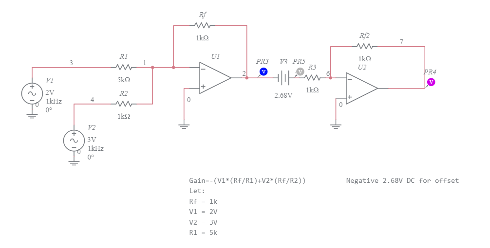 Tutorial Question 5A summing amplifier - Multisim Live