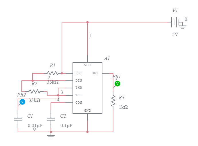 astable multivibrator using 555 timer - Multisim Live