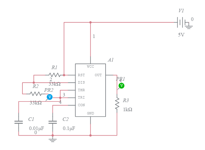 Astable multivibrator using 555 timer - Multisim Live