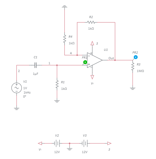 Non-Inverting High Pass Filter - Multisim Live