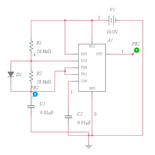 ASTABLE Multivibrator 50% duty cycle - Multisim Live