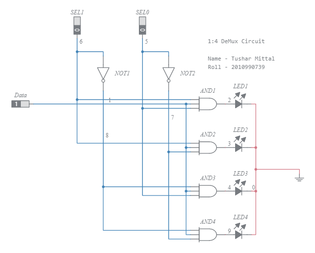 1-4 DeMultiplexer Circuit - Multisim Live