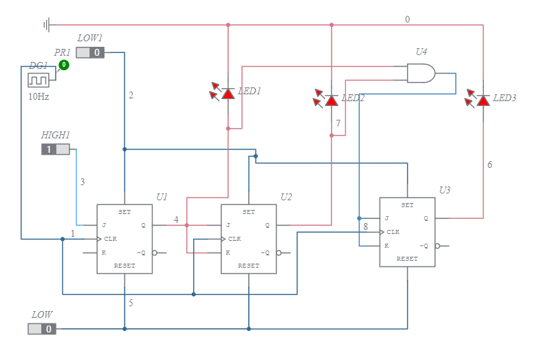 Experiment 9: 4-bit ripple counter - Multisim Live