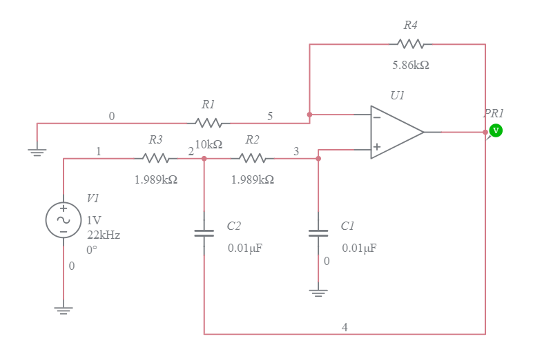 Op Amp Low Pass Filter 1 1 Multisim Live 