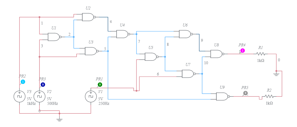 FULL SUBTRACTOR USING NAND GATES - Multisim Live