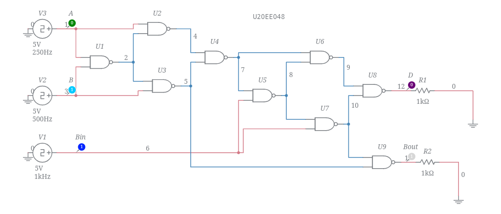 Full Subtractor using NAND - Multisim Live