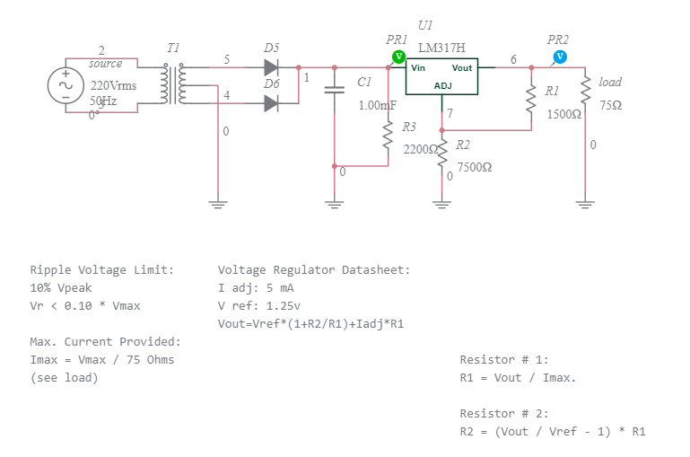 Full-Wave Rectifier and Voltage Regulator - Multisim Live