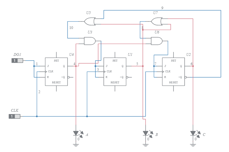 Mod 6 synchronous counter - Multisim Live