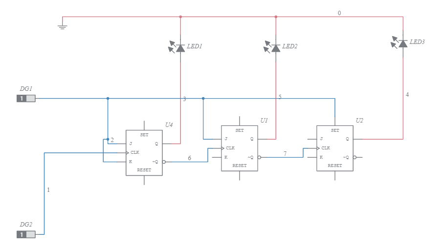 4 bit asynchronous counter - Multisim Live