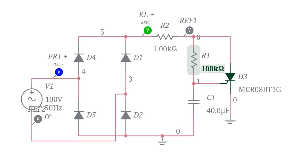 full wave rectifier rc triggering - Multisim Live