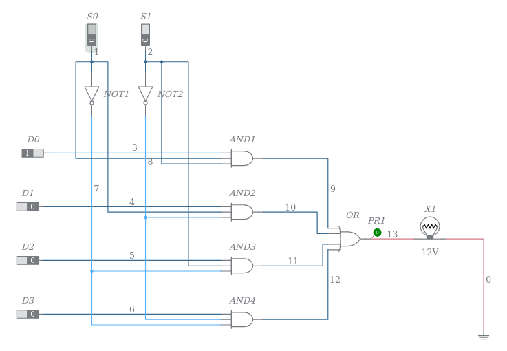 4:1 MULTIPLEXER CIRCUIT - Multisim Live