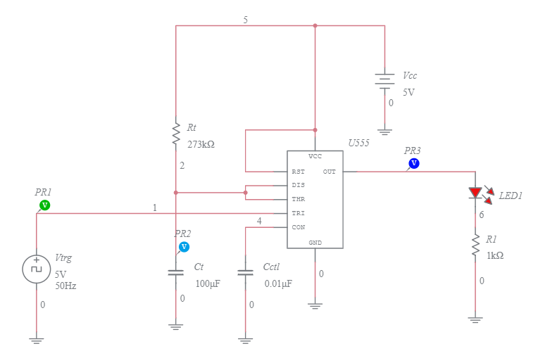 555 Timer Monostable Multivibrator (2) - Multisim Live