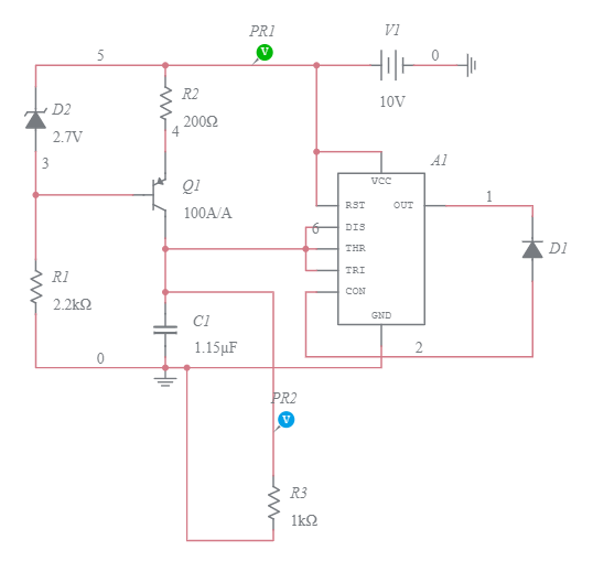 Sawtooth waveform generator using IC 555 - Multisim Live