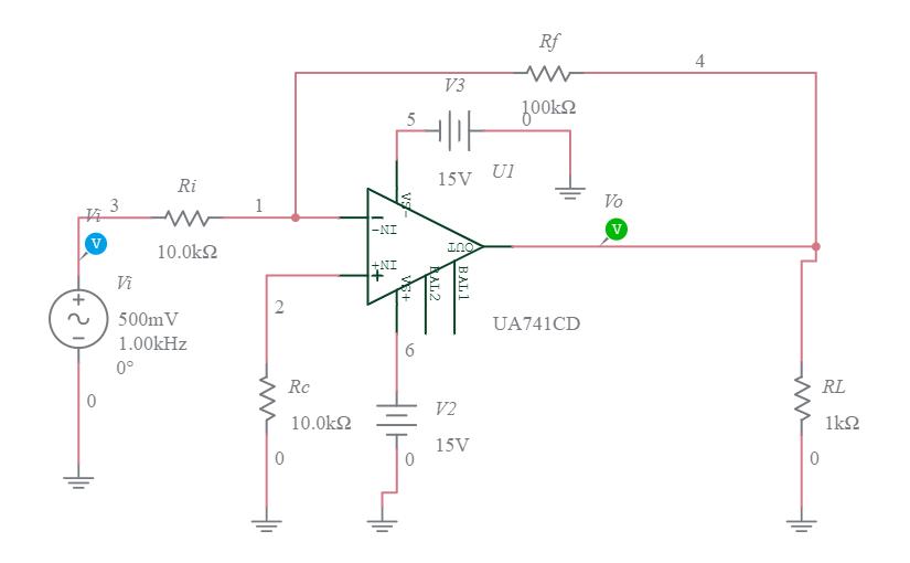 inverting op amp - Multisim Live