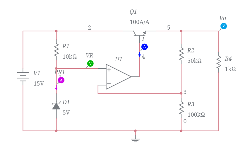 Series Voltage Regulator Using Op-Amp - Multisim Live