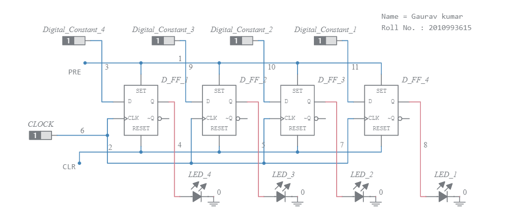 PIPO Shift Register - Multisim Live