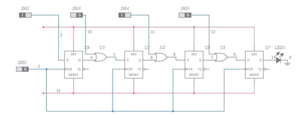 Copy of 4 bit Parallel-in to Serial-out Shift Register - Multisim Live