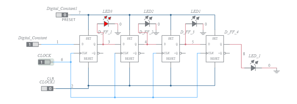 SISO Shift Register lab - Multisim Live