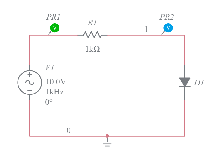 Positive Shunt Clipper Circuit Diagram - Multisim Live