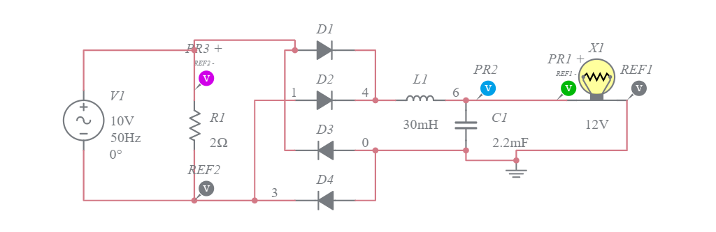 Bridge rectifier store in multisim