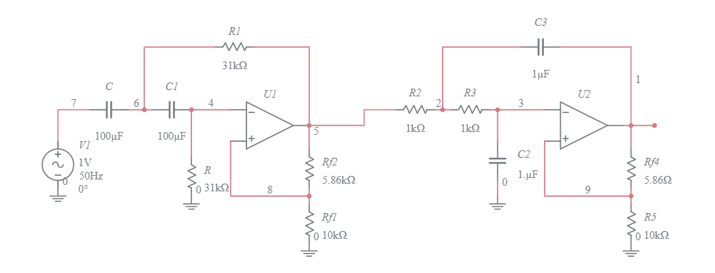 Active band pass filter (1) - Multisim Live