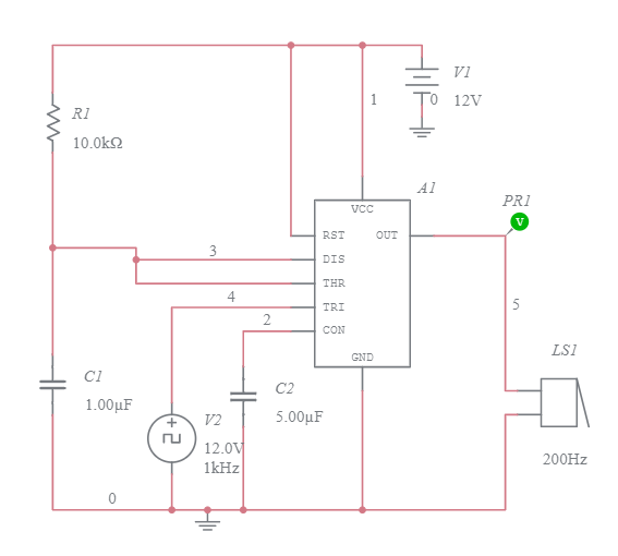 MONOSTABLE MULTIVIBRATOR using 555 Timer - Multisim Live