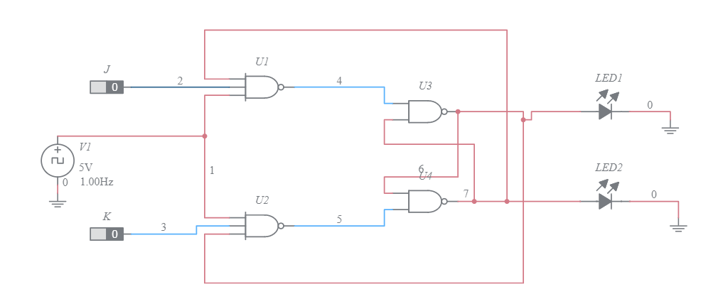 JK flip Flop using Nand Gates - Multisim Live