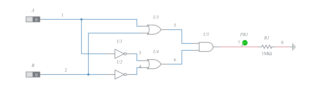 Exclusive OR (XOR) Gate (POS / Logic Split - OR - AND) - Multisim Live