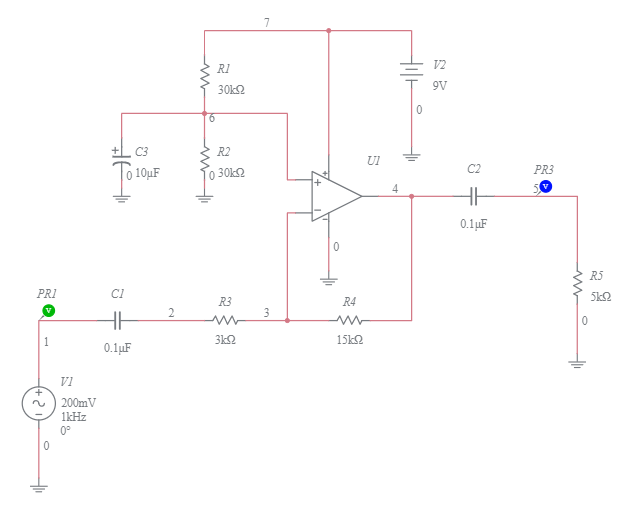 AC-Coupled Single-Supply Inverting Amplifier - Multisim Live