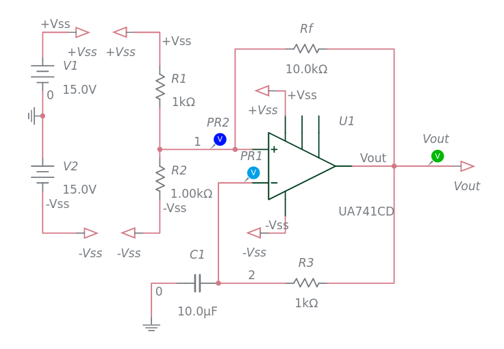 Relaxation oscillator with LM 741 - Multisim Live