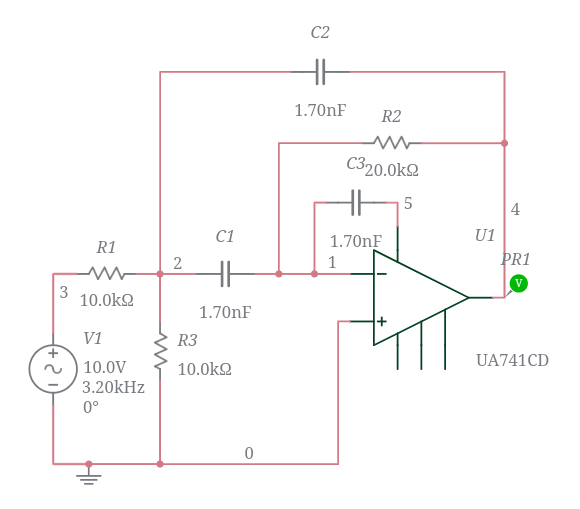 Rangkaian bandpass filter (Praktikum) - Multisim Live