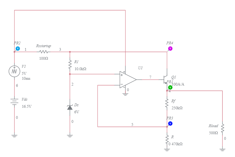 Voltage Regulator using op-amp - Multisim Live